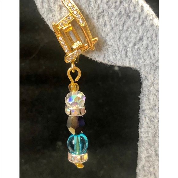 🦋✨dangle earring with crystals and blue apatite stones-pretty - Picture 7 of 12